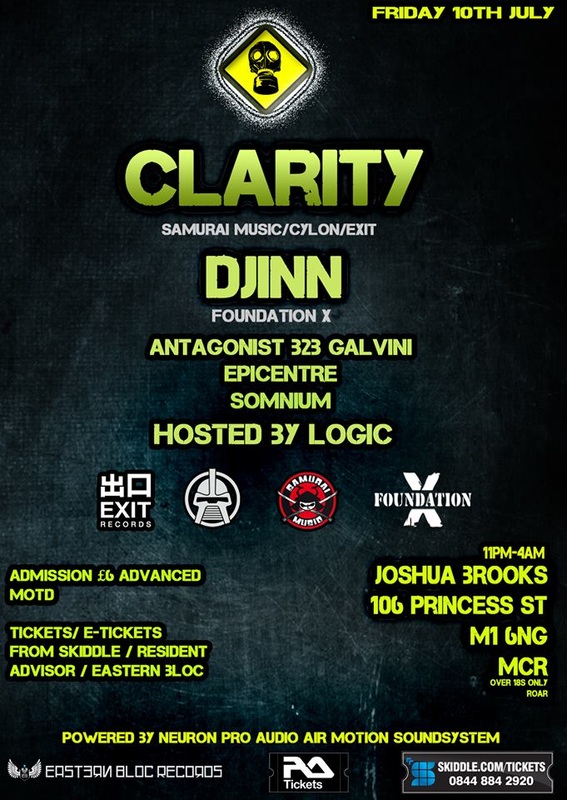 Pandemik Manchester 10th July with Clarity, Djinn, Antagonist, Epicentre, Somnium