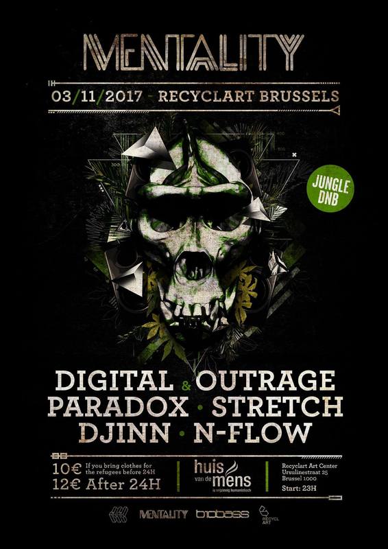 MENTALITY Brussels, Belgium - Digital, Outrage, Paradox, Stretch, Djinn, N Flow @ Recyclart (jungle / drum and bass/dnb)